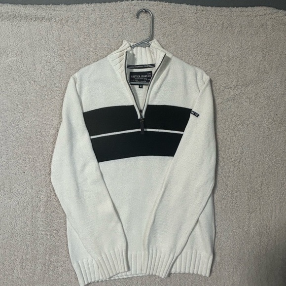 Nautica Men’s Knit Sweater White Blue Size M Nautical Preppy 90’s Y2K. - Picture 6 of 7